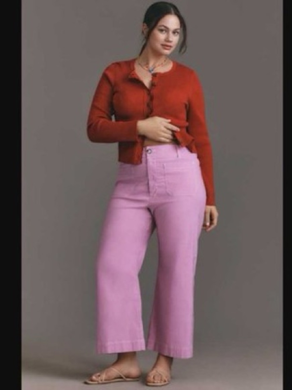 Maeve Pink Pants Colette Contrast Stitching